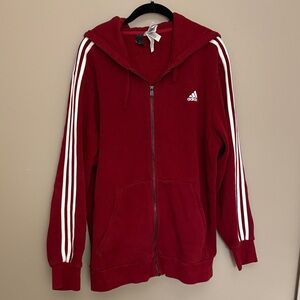 Adidas Maroon Hoodie with White Stripes